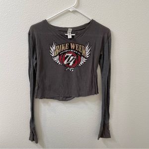 Bike week 74 crop top gray medium